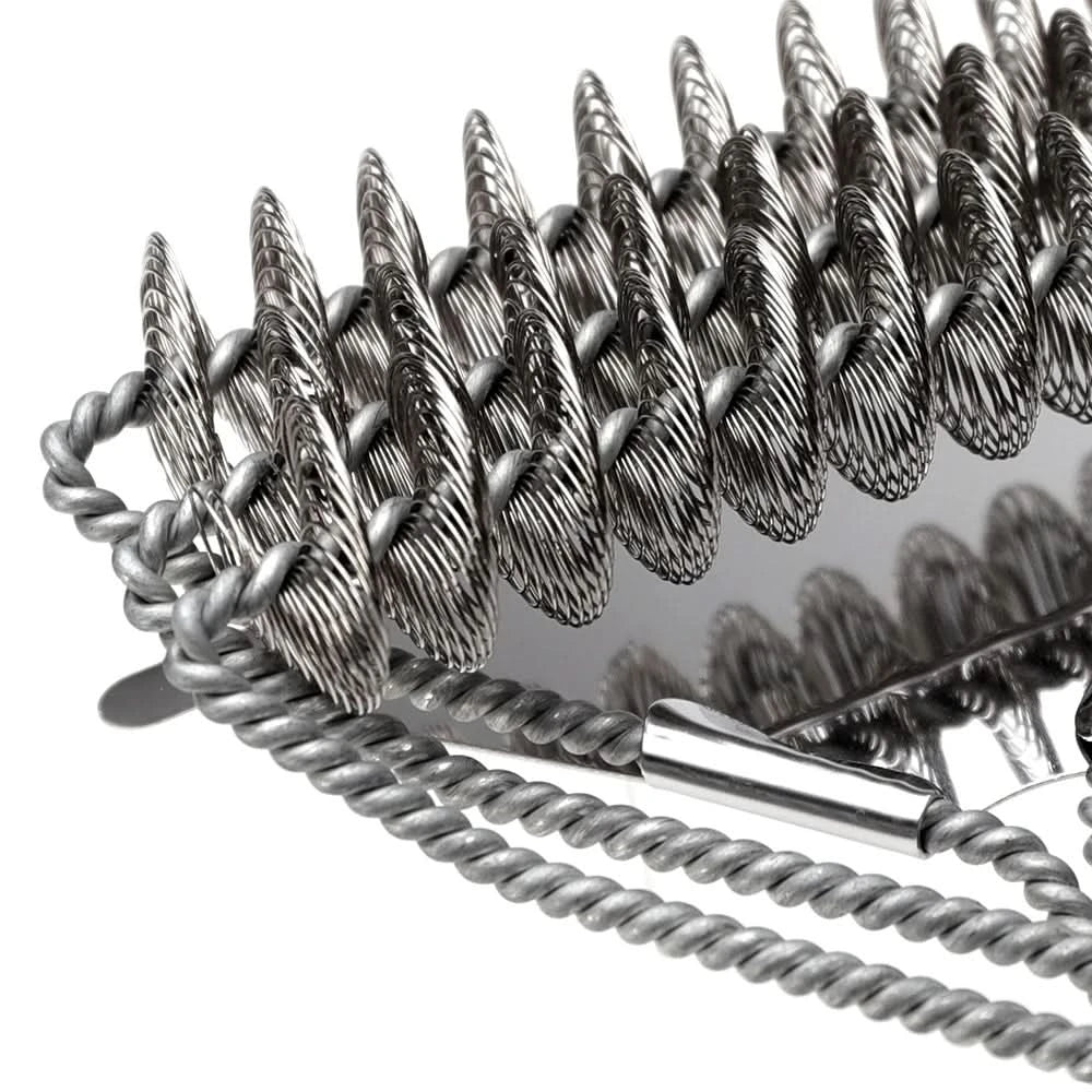 Close-up of the coiled stainless steel cleaning head.