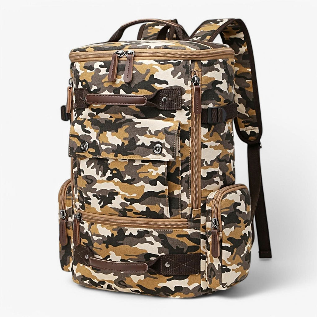 Canvas backpack with 46 by 30 by 17 cm dimensions
