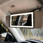 Black car visor makeup mirror mounted with adjustable straps
