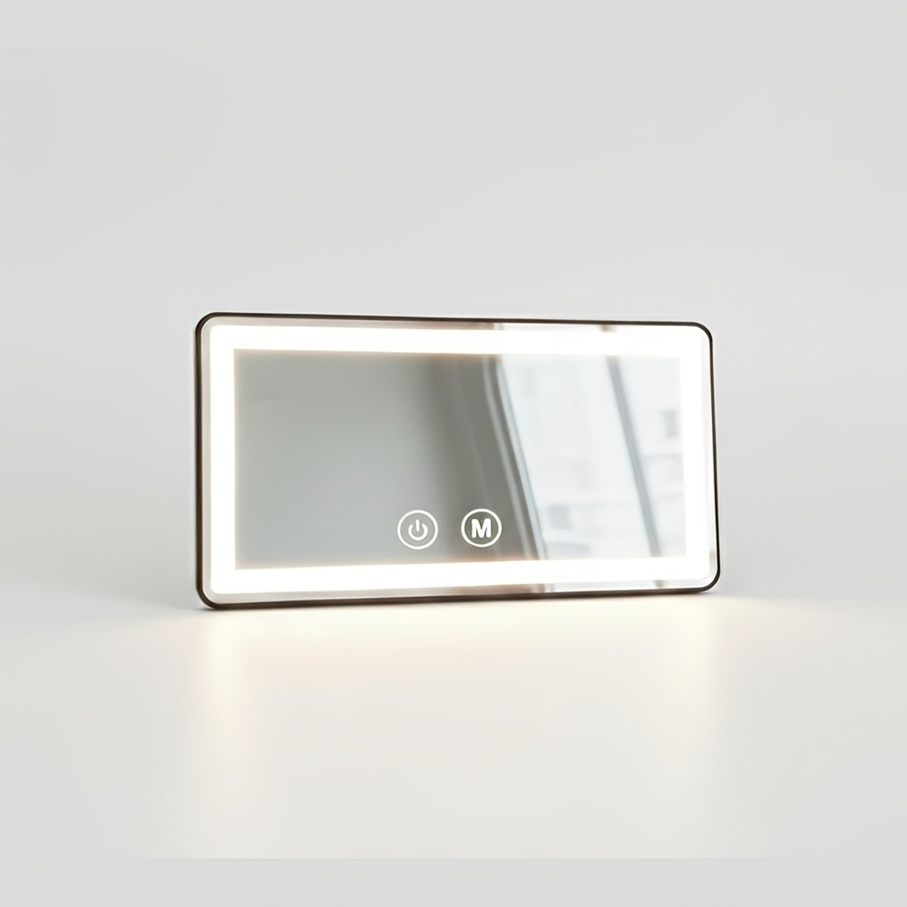 Slim black car visor makeup mirror with LED frame