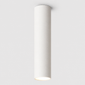 White ceiling spotlight shown on a light gray background with warm downward illumination.