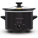 Black 1.5 quart slow cooker with glass lid