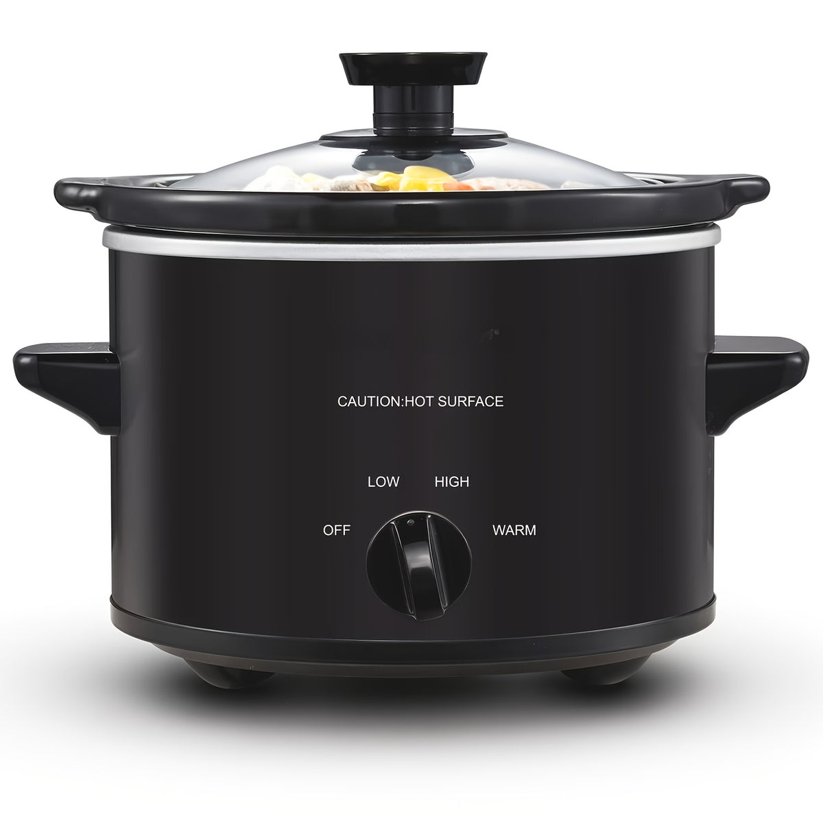Black 1.5 quart slow cooker with glass lid