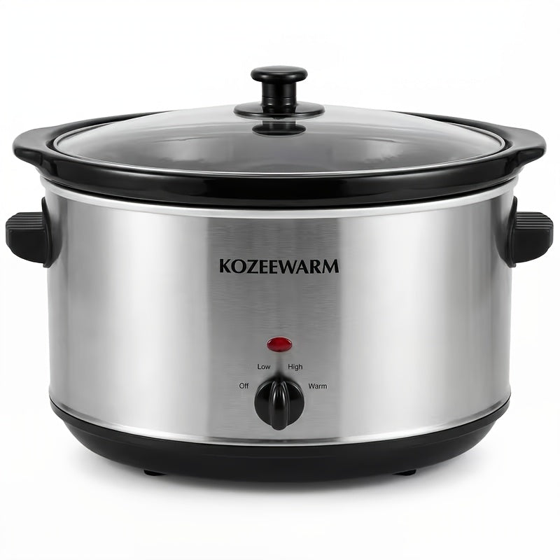 Silver 8.5 quart slow cooker with glass lid