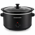 Black 8.5 quart slow cooker with glass lid