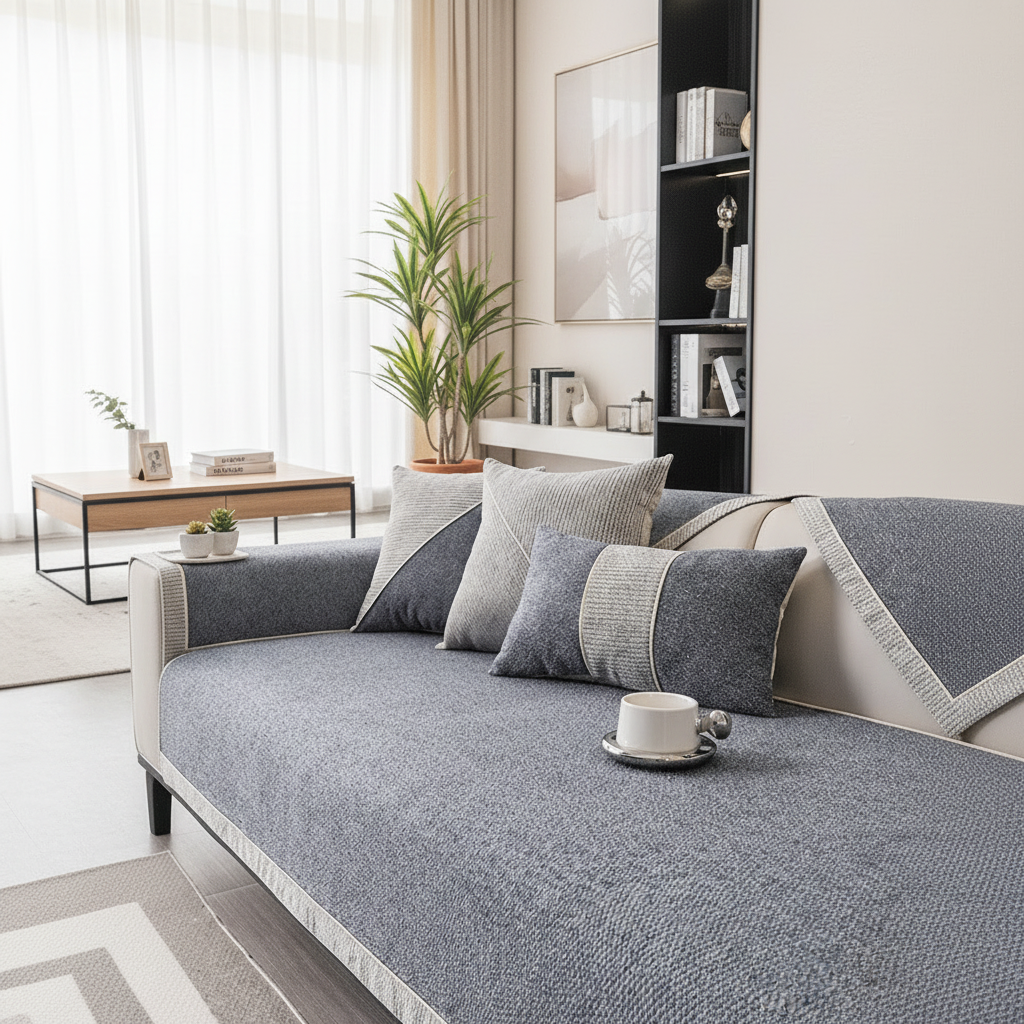 Cotton-Linen Sofa Cover with non-slip quilted protection — product image 8