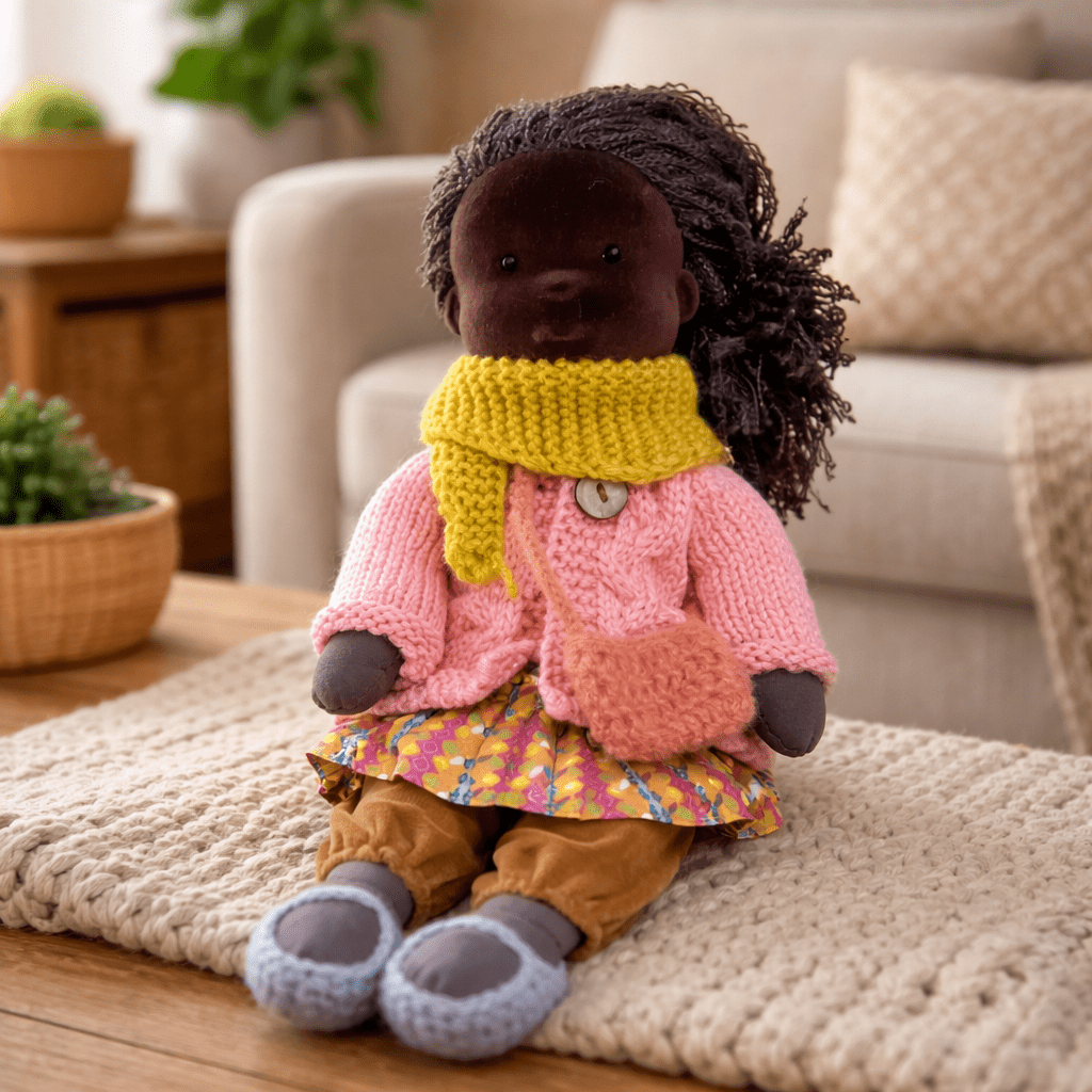 Handmade Waldorf-Style Doll | Cotton Body, Soft Construction, Multicolor Finish 11