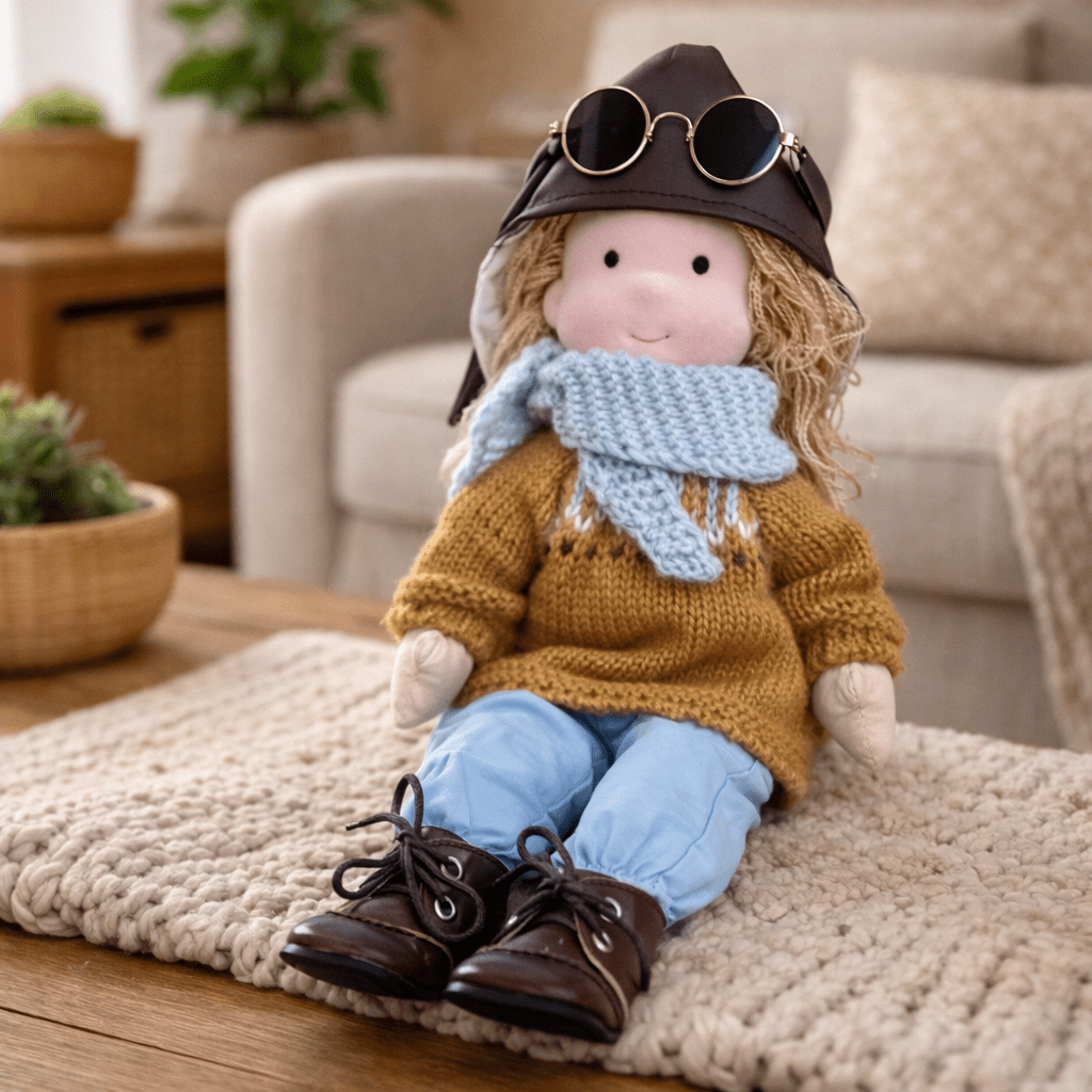 Handmade Waldorf-Style Doll | Cotton Body, Soft Construction, Multicolor Finish 12