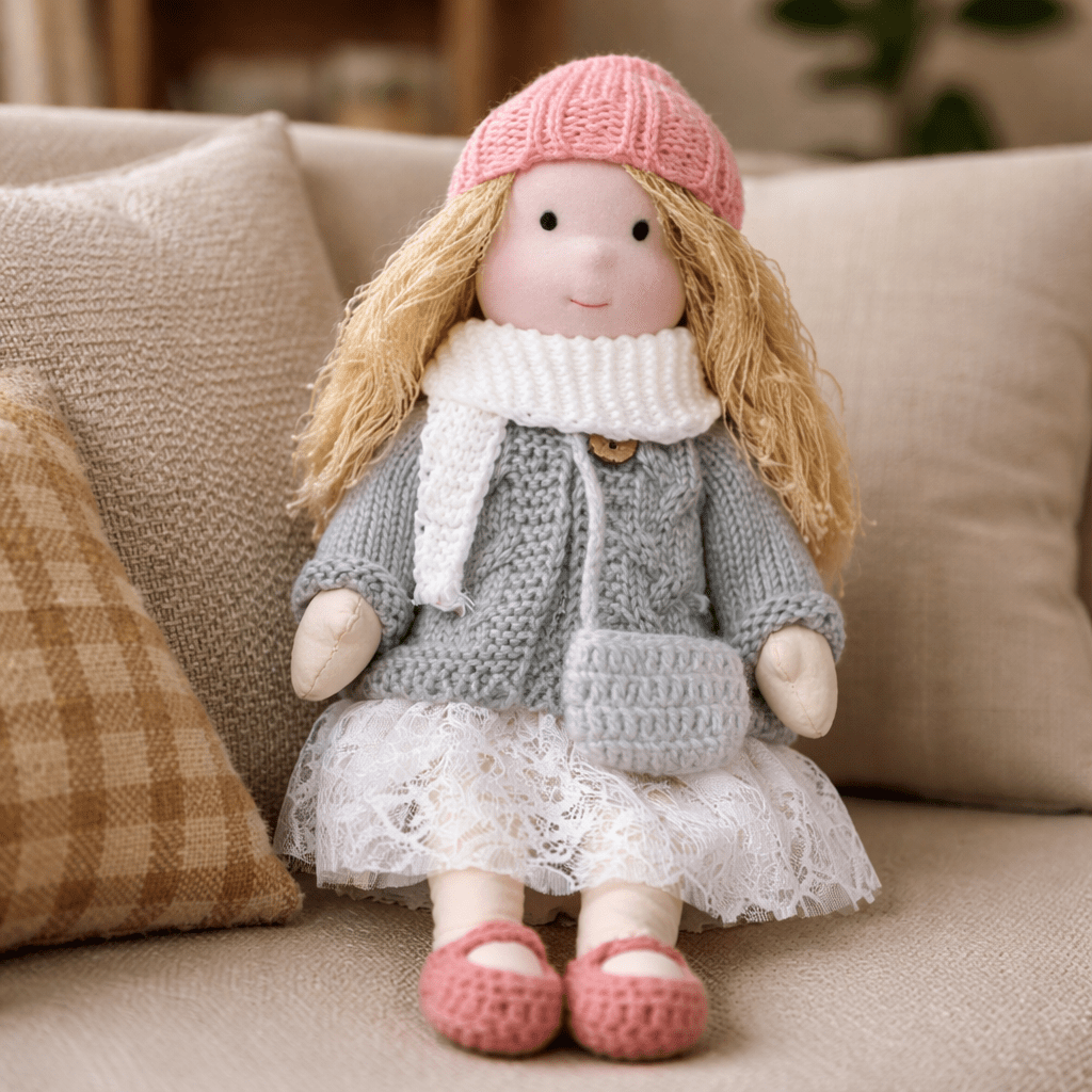 Handmade Waldorf-Style Doll | Cotton Body, Soft Construction, Multicolor Finish 13