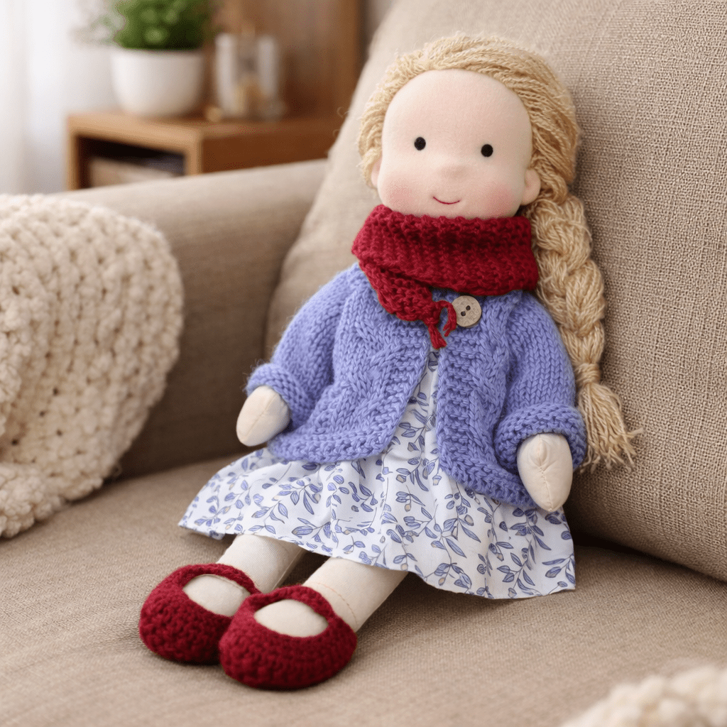 Handmade Waldorf-Style Doll | Cotton Body, Soft Construction, Multicolor Finish 16