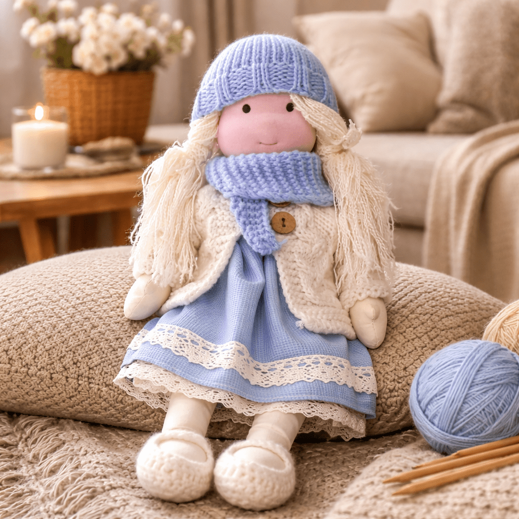 Handmade Waldorf-Style Doll | Cotton Body, Soft Construction, Multicolor Finish 17