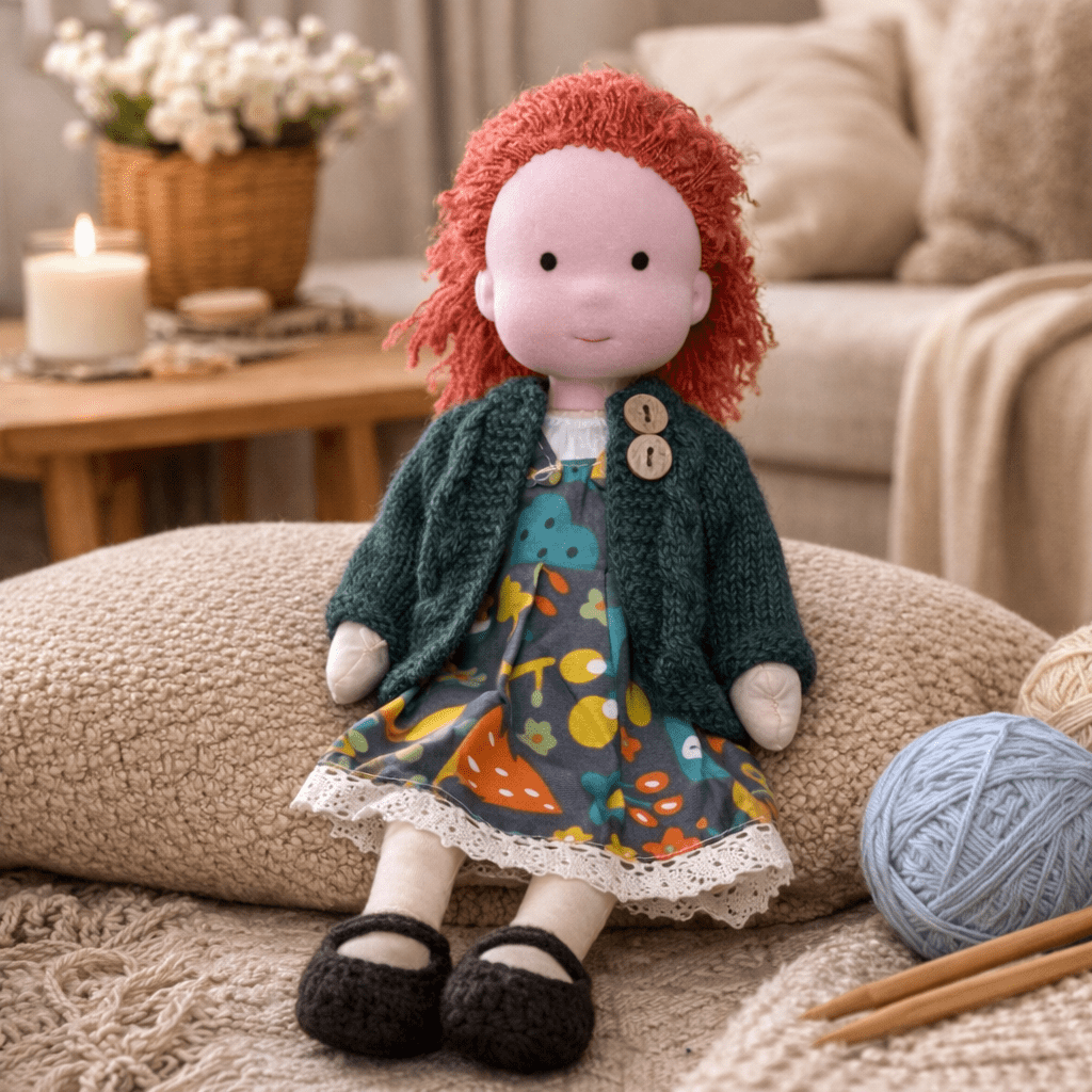 Handmade Waldorf-Style Doll | Cotton Body, Soft Construction, Multicolor Finish 21