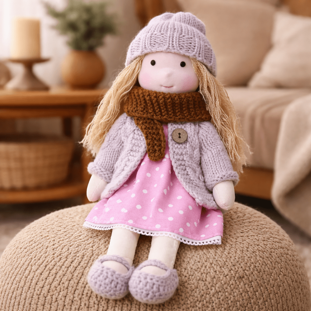 Handmade Waldorf-Style Doll | Cotton Body, Soft Construction, Multicolor Finish 23
