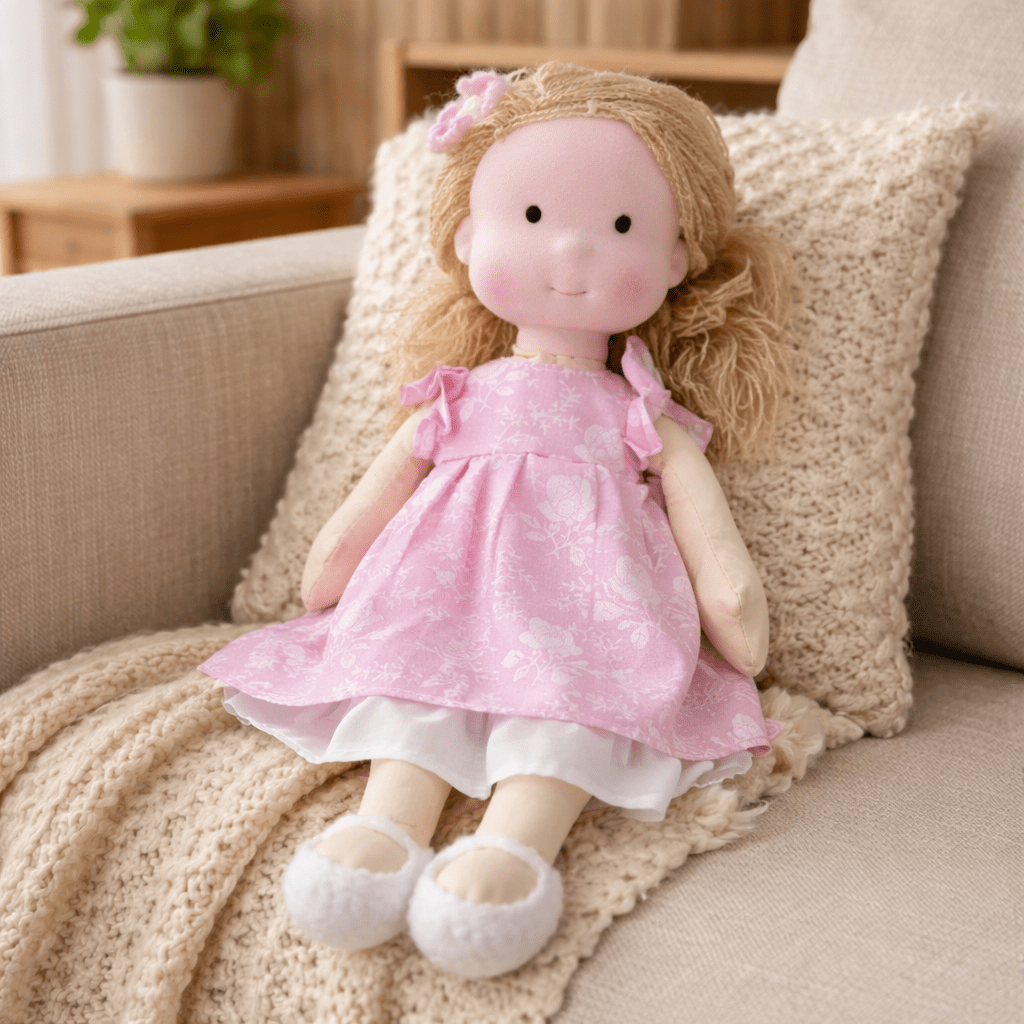 Handmade Waldorf-Style Doll | Cotton Body, Soft Construction, Multicolor Finish 24