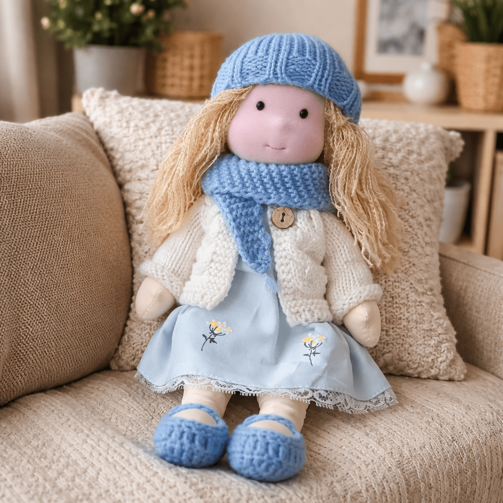 Handmade Waldorf-Style Doll | Cotton Body, Soft Construction, Multicolor Finish 28