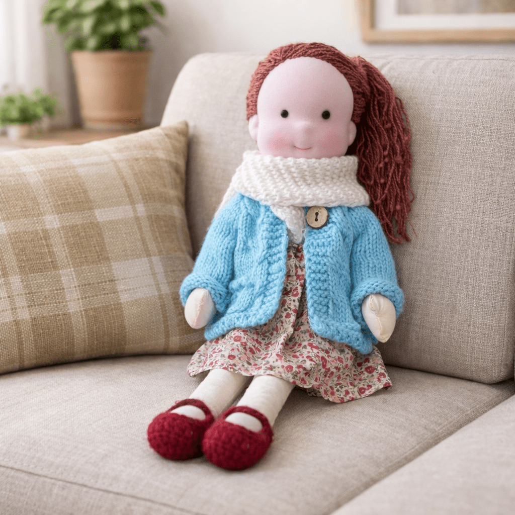 Handmade Waldorf-Style Doll | Cotton Body, Soft Construction, Multicolor Finish 31