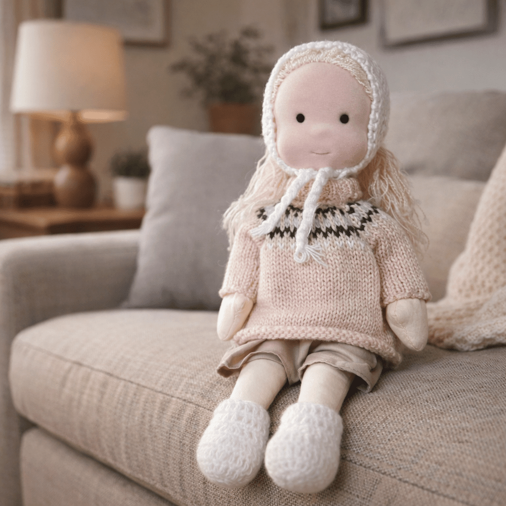 Handmade Waldorf-Style Doll | Cotton Body, Soft Construction, Multicolor Finish 32