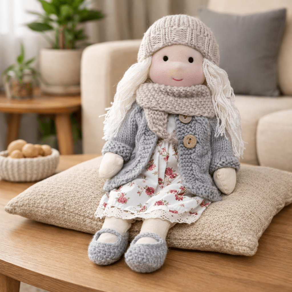 Handmade Waldorf-Style Doll | Cotton Body, Soft Construction, Multicolor Finish 35