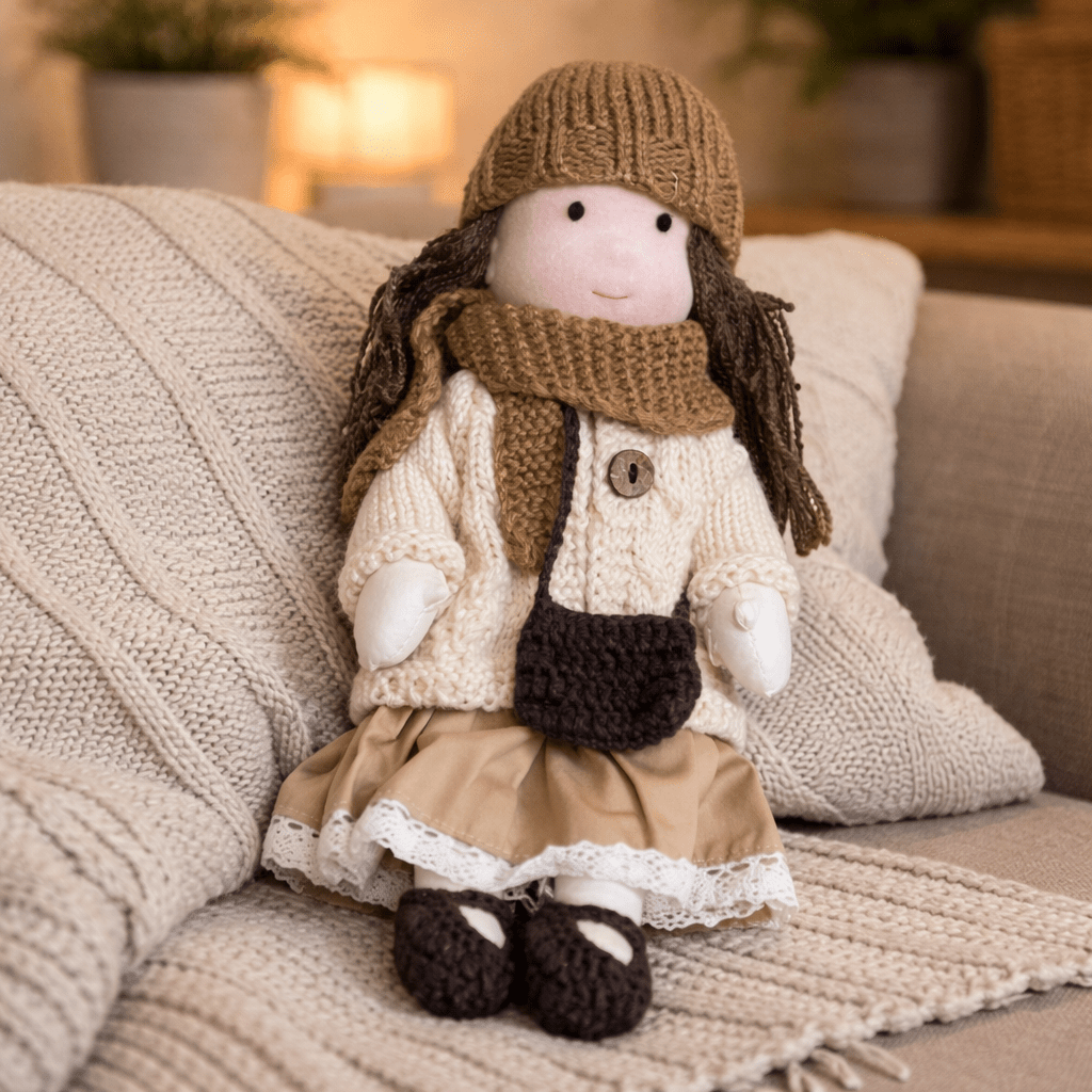 Handmade Waldorf-Style Doll | Cotton Body, Soft Construction, Multicolor Finish 36