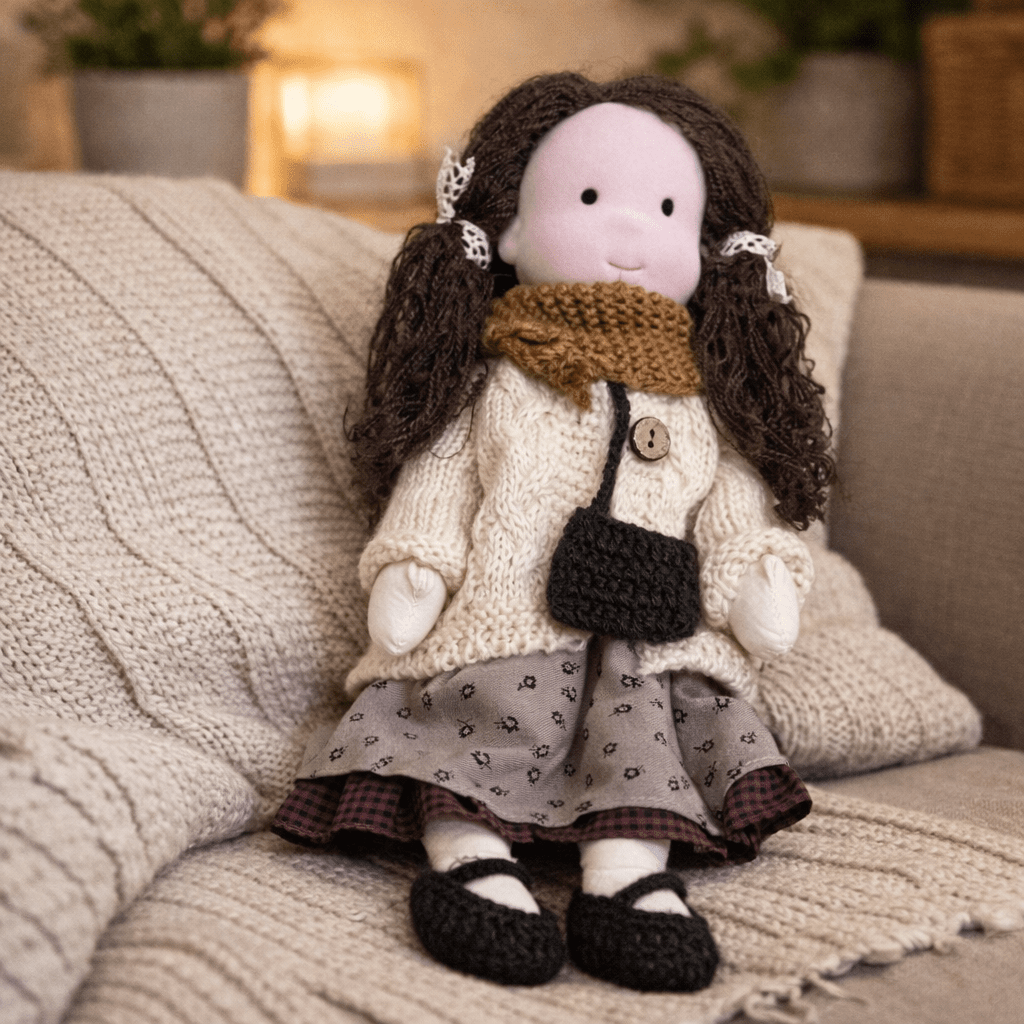 Handmade Waldorf-Style Doll | Cotton Body, Soft Construction, Multicolor Finish 37