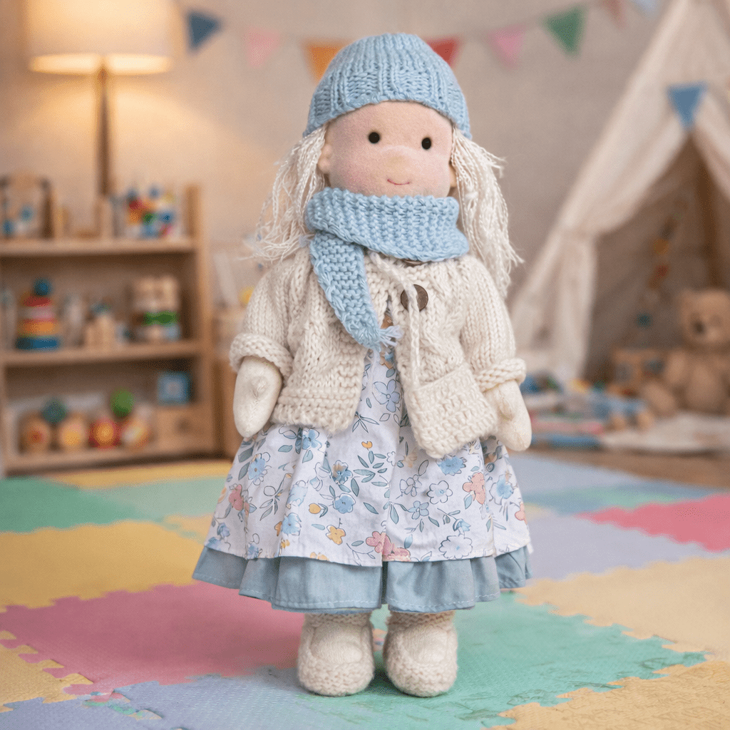 Handmade Waldorf-Style Doll | Cotton Body, Soft Construction, Multicolor Finish 1