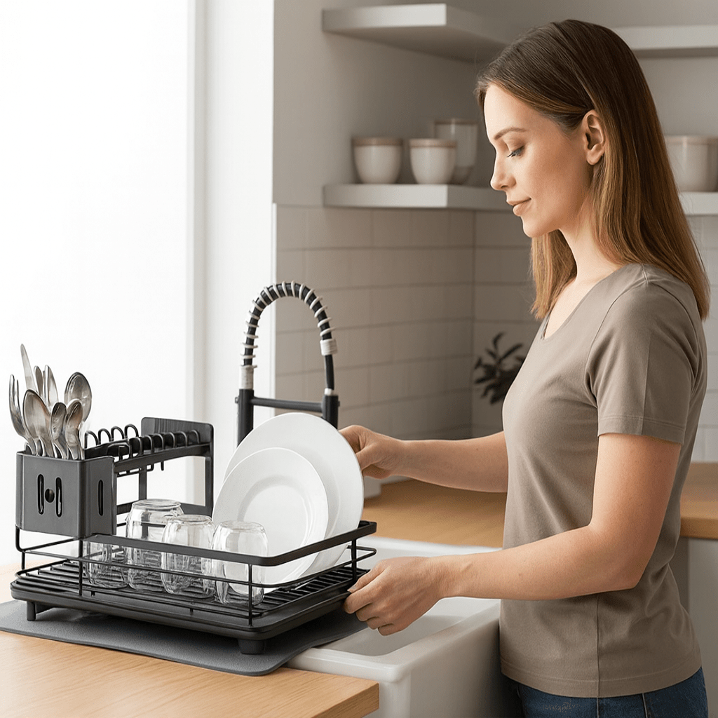 Foldable Dish Rack with stainless steel countertop storage — product image 6