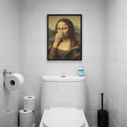 ClimaLuxe Mona Lisa Bathroom Canvas | Humorous Moisture Resistant Wall Art image 1