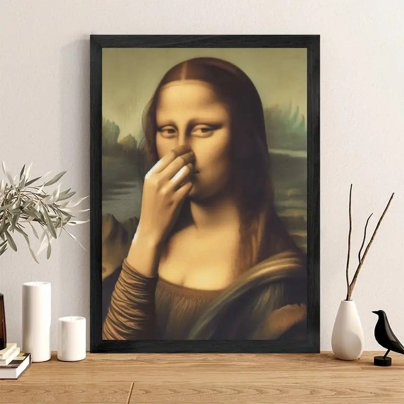 ClimaLuxe Mona Lisa Bathroom Canvas | Humorous Moisture Resistant Wall Art image 2