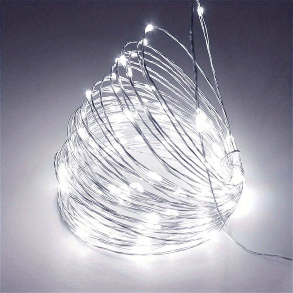 Copper fairy lights form a glowing white coil.