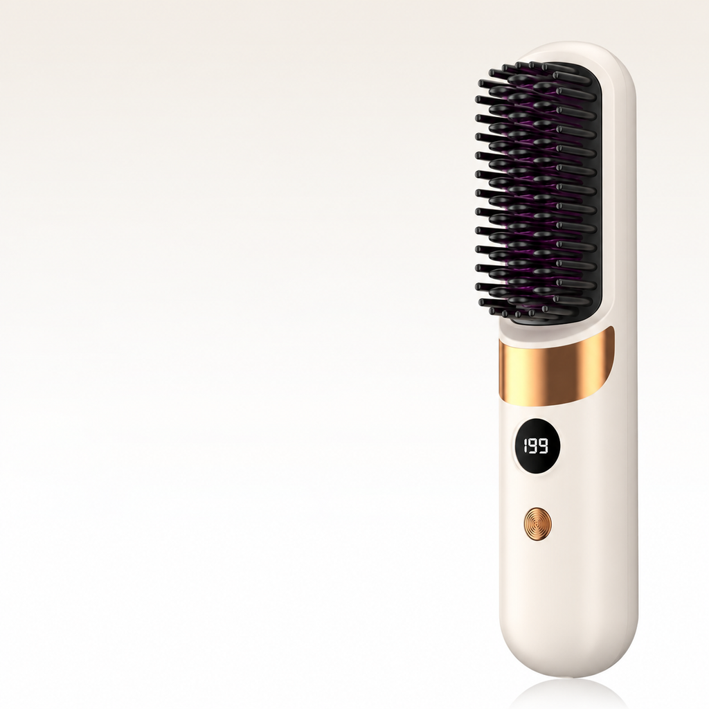 Beige cordless brush in the original upright product pose