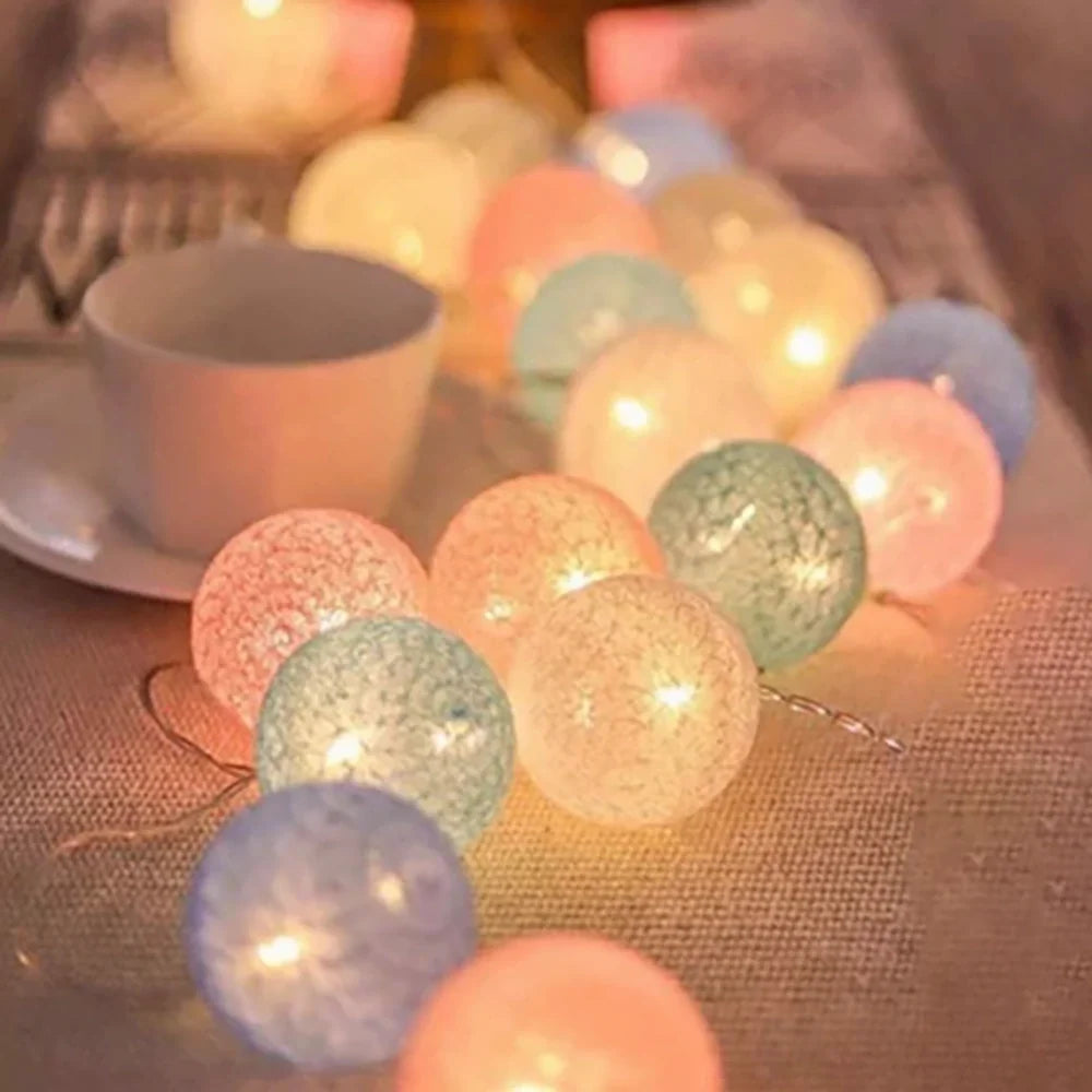 Cotton Ball String Lights shown in product gallery view 1