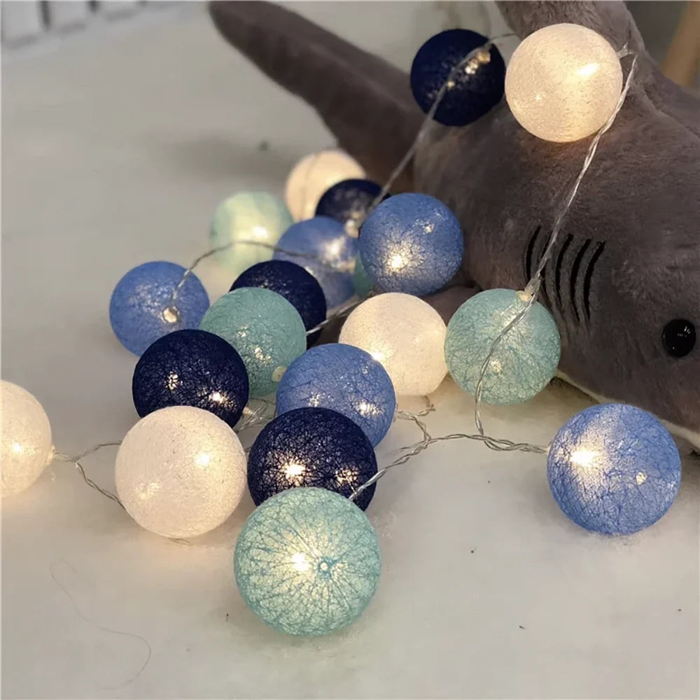 Cotton Ball String Lights shown in product gallery view 11