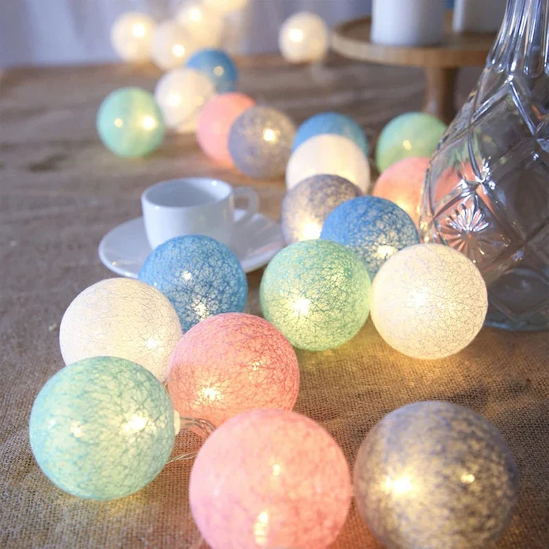 Cotton Ball String Lights shown in product gallery view 12