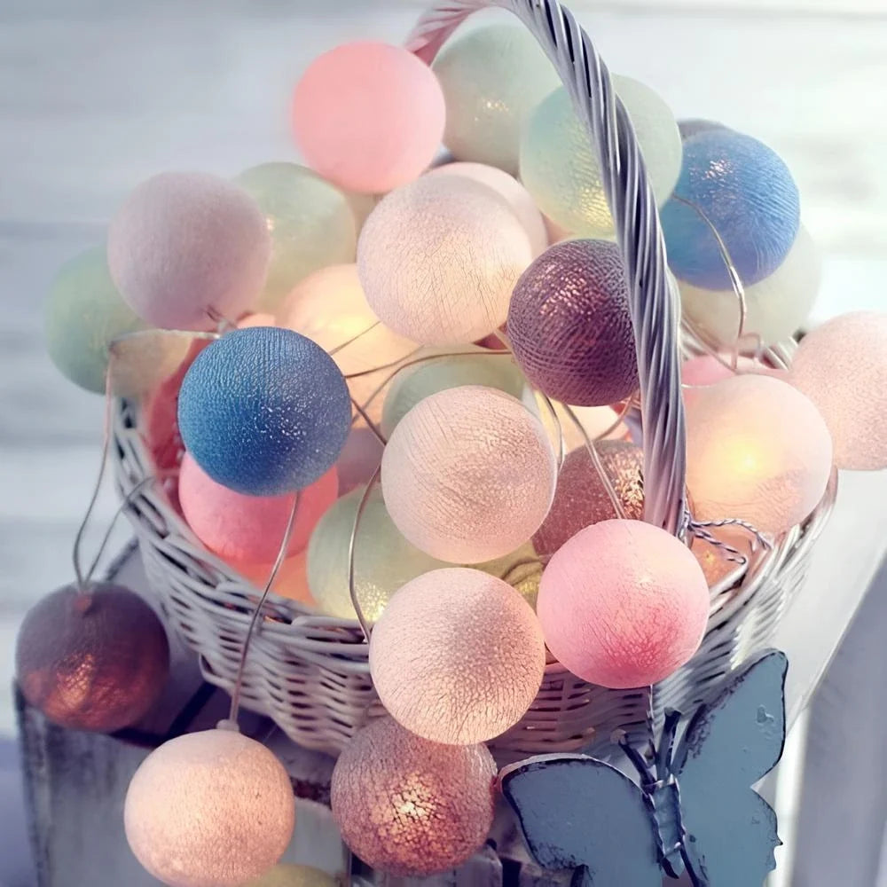 Cotton Ball String Lights shown in product gallery view 13