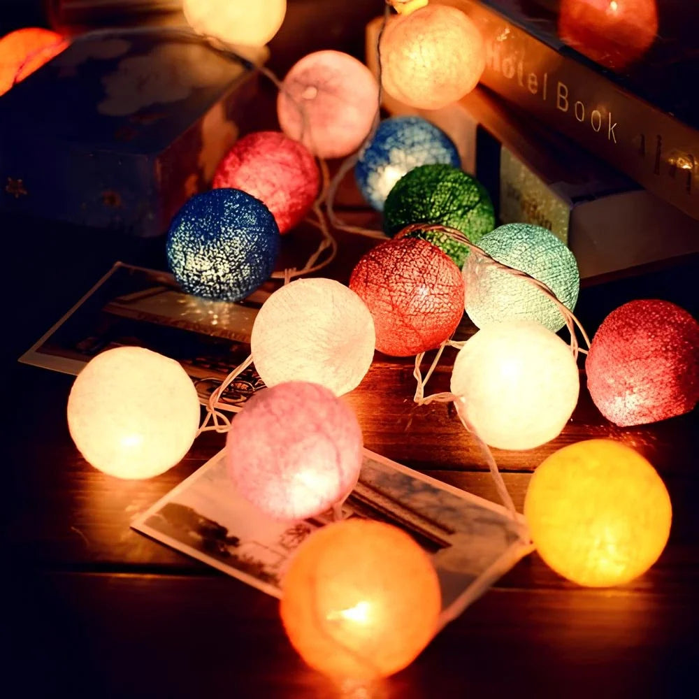 Cotton Ball String Lights shown in product gallery view 14