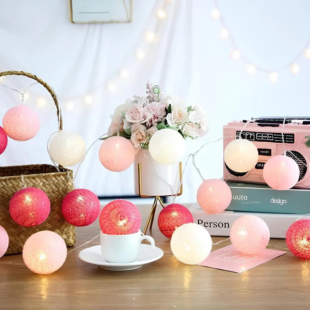 Cotton Ball String Lights shown in product gallery view 15