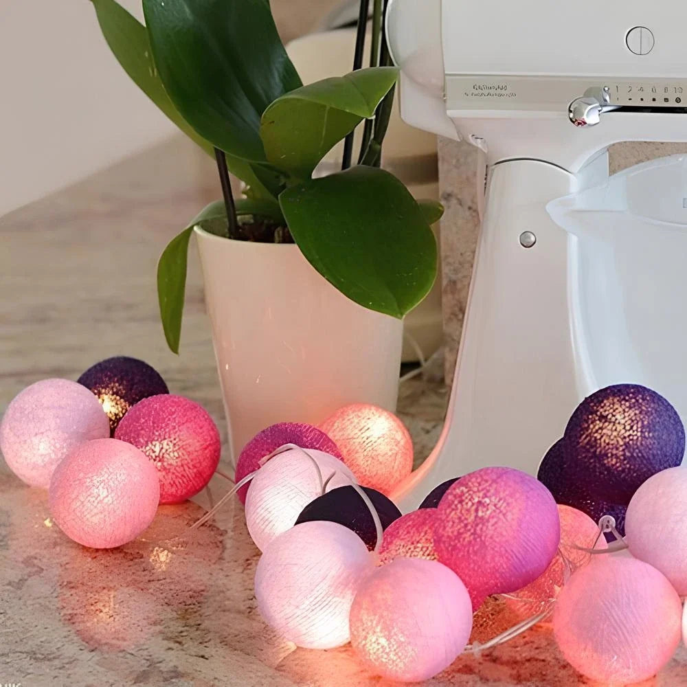 Cotton Ball String Lights shown in product gallery view 17