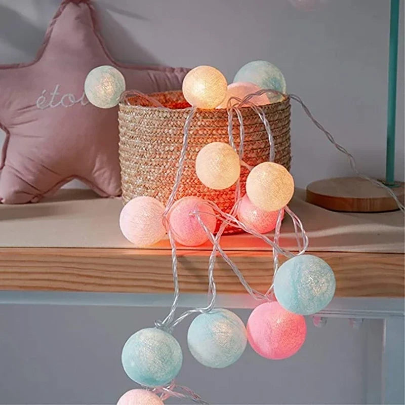 Cotton Ball String Lights shown in product gallery view 30