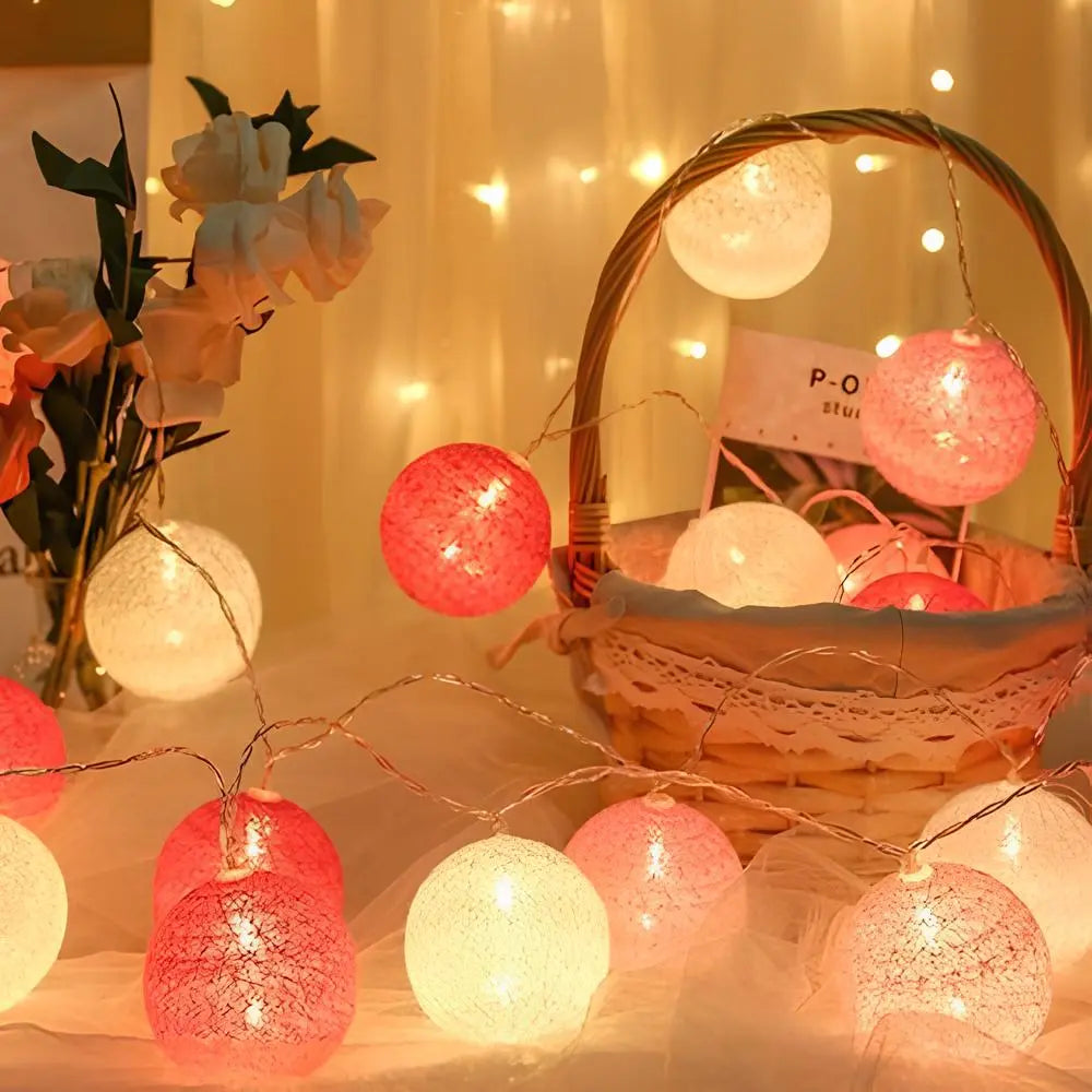 Cotton Ball String Lights shown in product gallery view 6