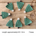 Crochet style Christmas tree garland guide showing seven trees and approximately six foot length.