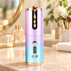 Gradient cordless automatic hair curler with lavender and blue finish