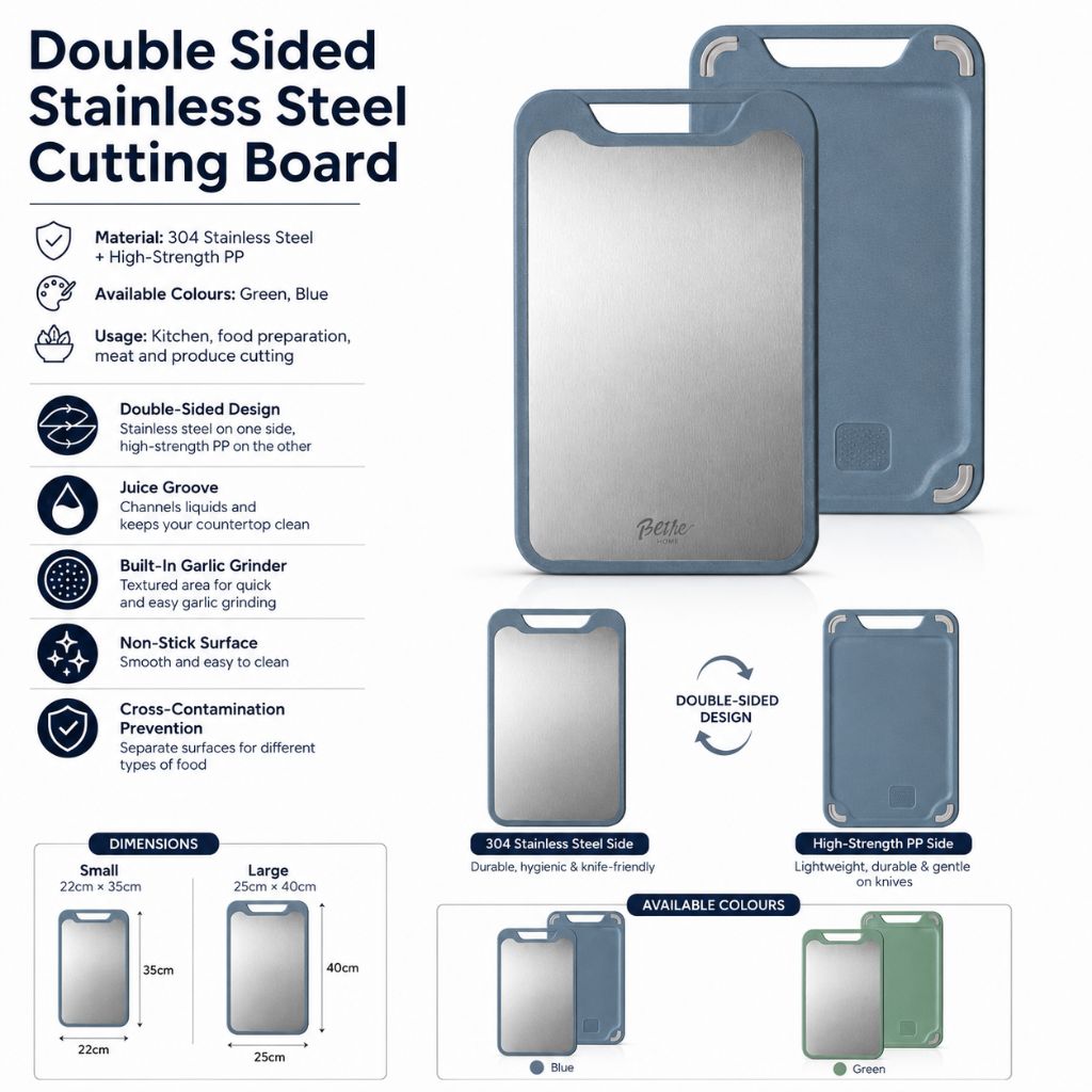 Green and blue cutting board size and color options.