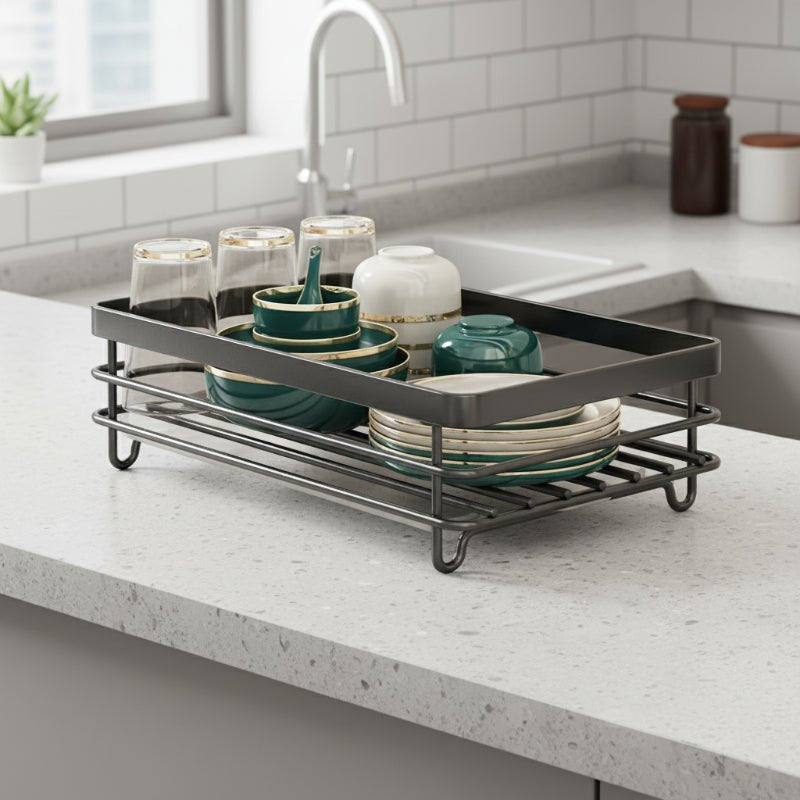 Foldable Dish Rack with stainless steel countertop storage — product image 1