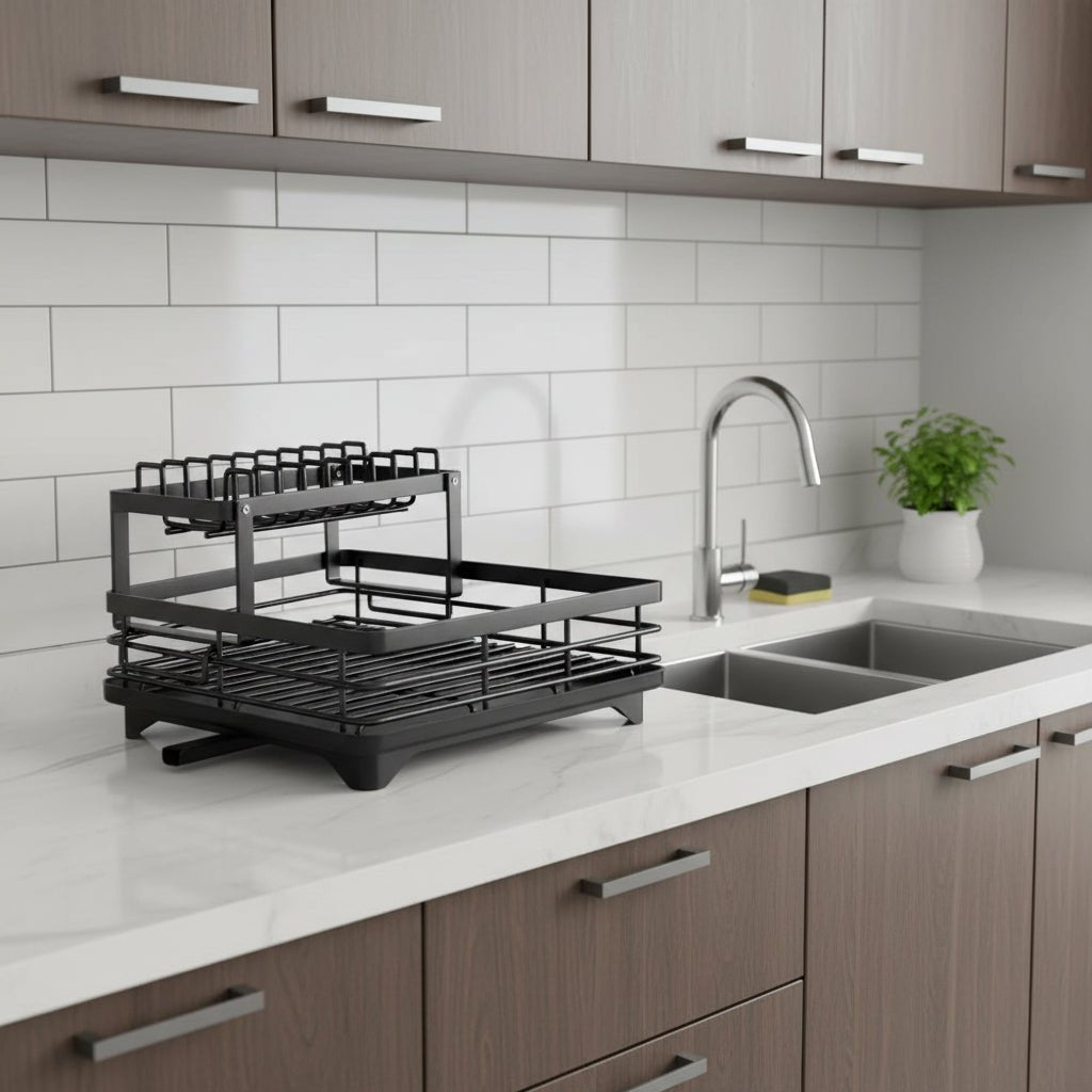Foldable Dish Rack with stainless steel countertop storage — product image 3