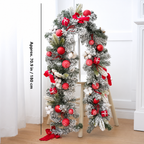 Red decorated Christmas garland size guide showing approximately 70.9 inches or 180 centimeters
