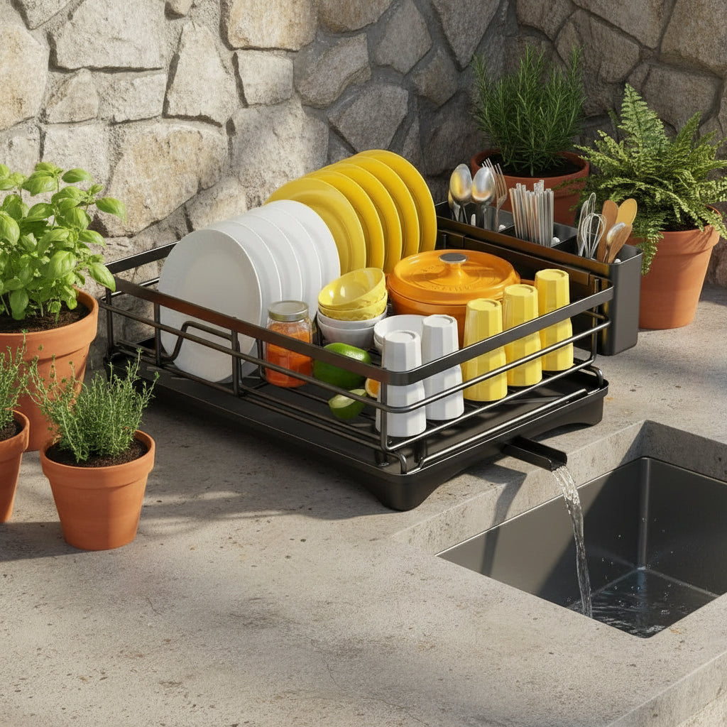 Dish Drying Rack | Large Stainless Steel Design, Removable Drain Tray — product image 6