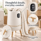 Towel Warmer Bucket With Legs — Thoughtful details, everyday comfort; product information collage