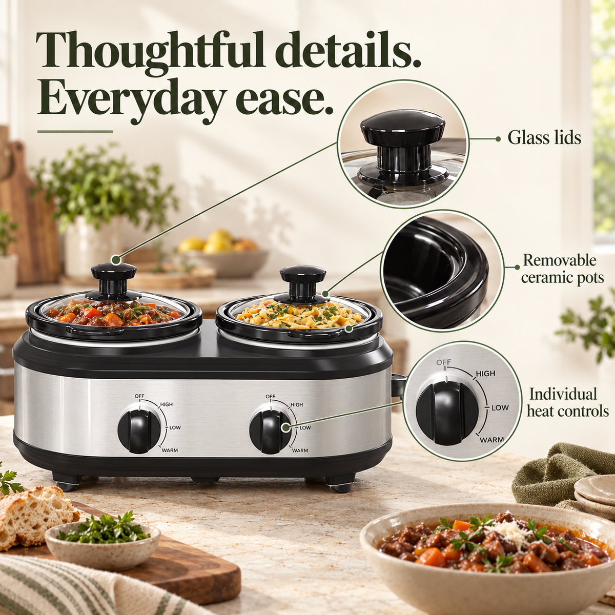 Dual slow cooker — overview kitchen composition