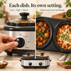 Dual slow cooker — split controls kitchen composition