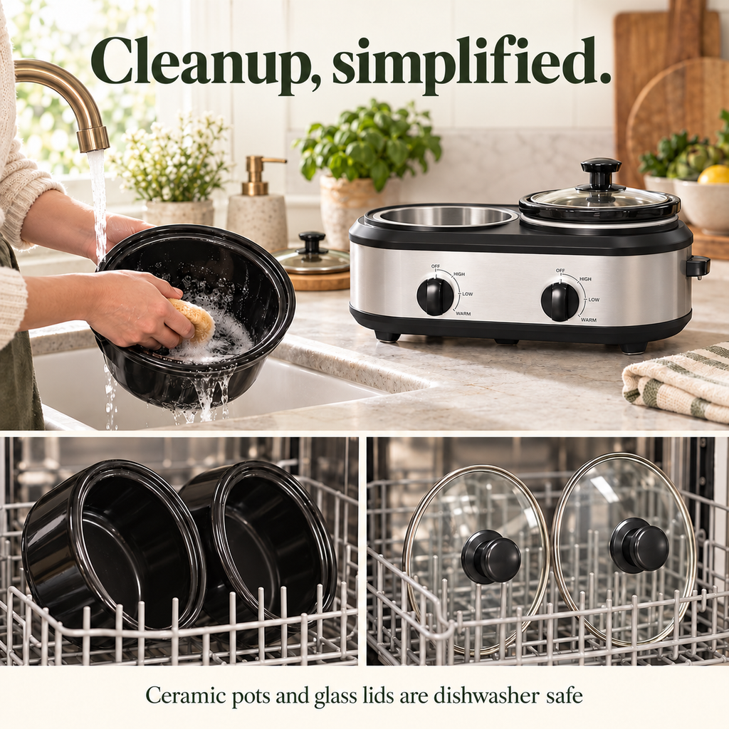 Dual slow cooker — cleanup kitchen composition